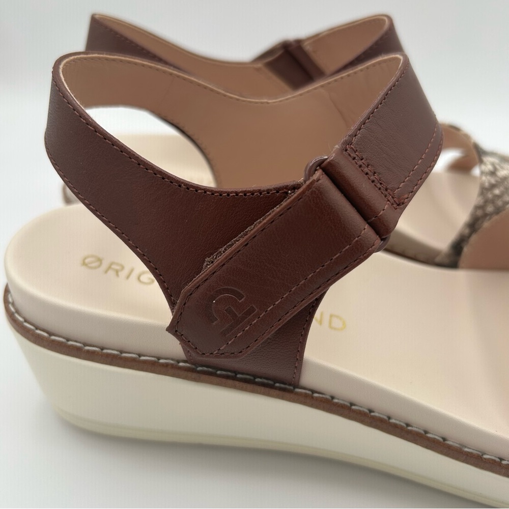 New Cole Haan OG Peyton Flatform Pecan Leather Sandal Snake Print (Size 9B) - Picture 6 of 9
